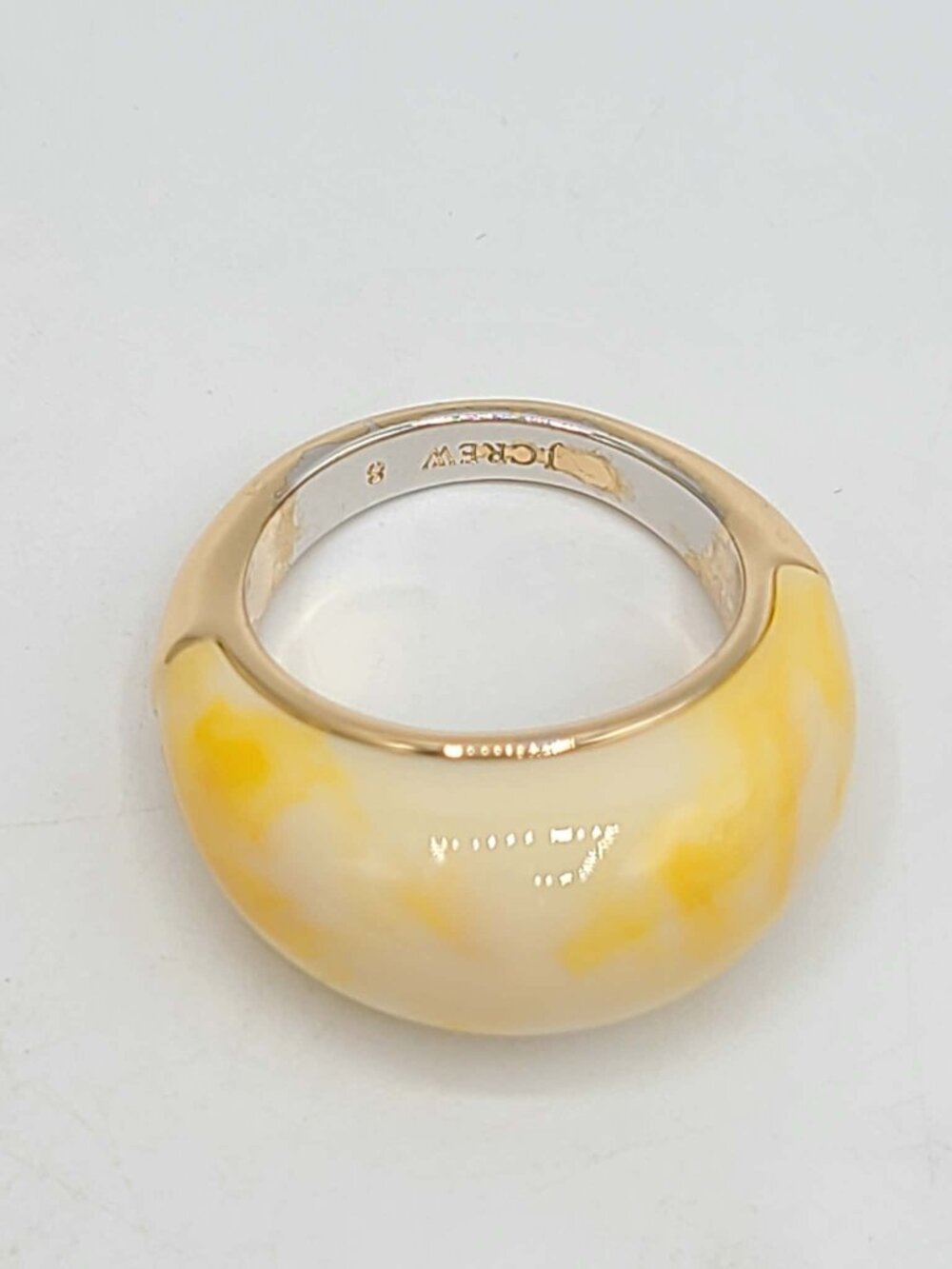 J Crew Yellow Off White Resin Bubble Ring size 8 NWOT